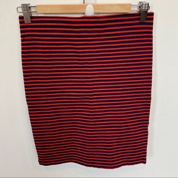 Madewell "Poppy" Navy Blue Red Striped Jersey Knit Pencil Skirt Bodycon - Picture 2 of 9